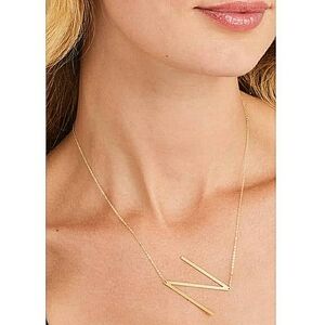 cai Oversized Sideways Gold Letter Initial N Monogram Statement Necklace 16" NWT